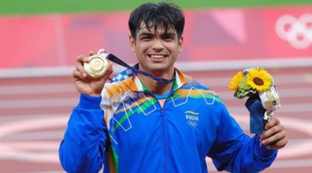 Neeraj Chopra, Tokyo Olympics gold medallist , interacts with students, sports news, indian express