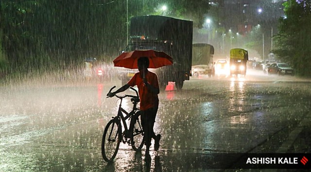 Heavy rains lashed Pune city on Saturday evening. (Express photo by Ashish Kale)