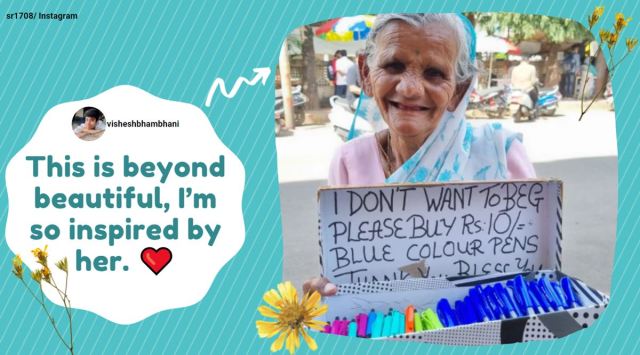 old woman sells pens, old woman dont want to beg, pune woman sell pens instead of begging, good news, viral news, indian express