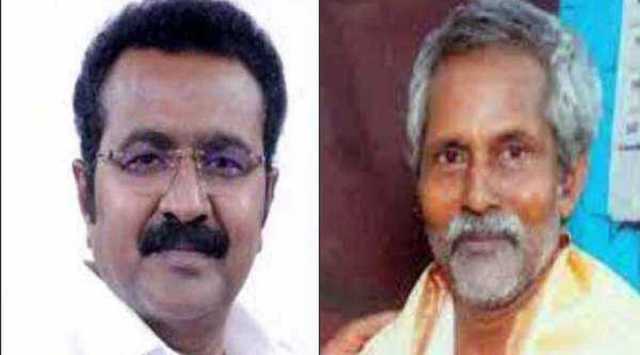 DMK’s Cuddalore MP TRVS Ramesh (left) and victim Govindarasu. (Photo: Facebook @Dr. S. Ramadoss)
