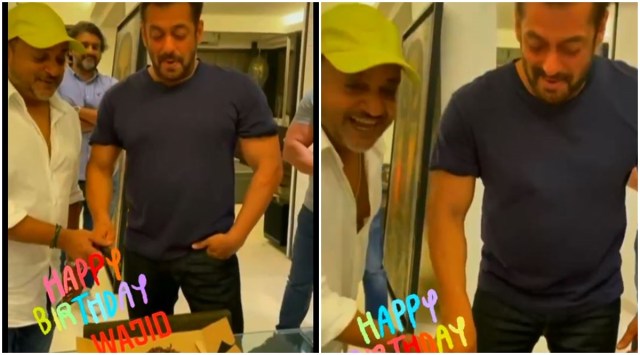 Salman Khan cuts a cake with Sajid Khan as they celebrate Wajid Khan’s ...
