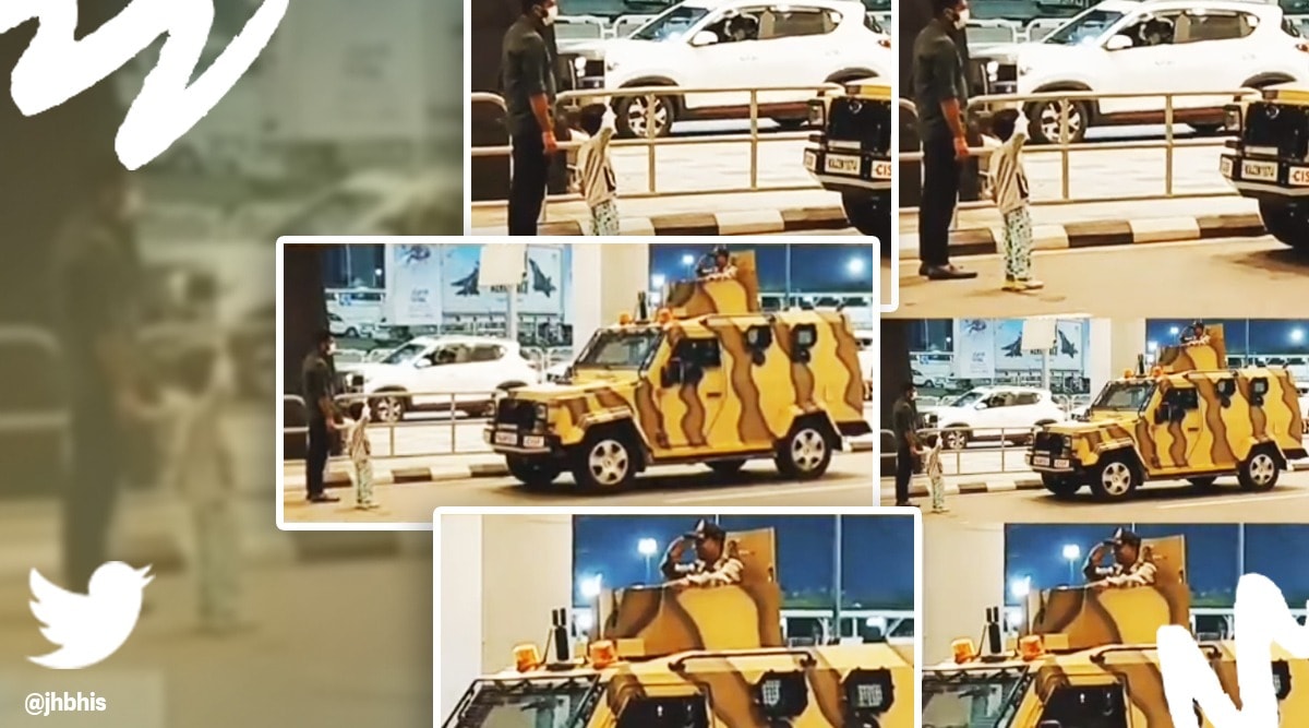 Watch Little Boy Salutes Security Official At Bengaluru Airport