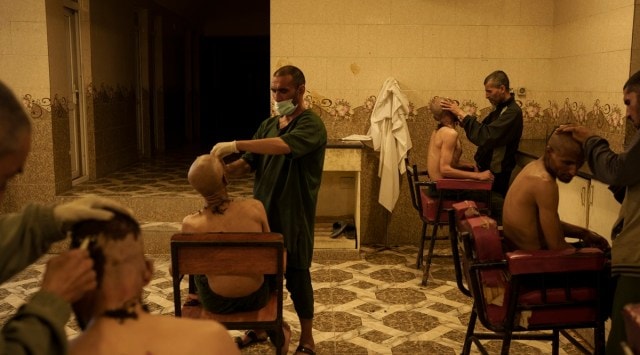 Drug users detained during a Taliban raid are shaved after arriving at Avicenna Medical Hospital for Drug Treatment in Kabul, Afghanistan on Oct. 1, 2021. (AP)