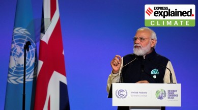 India climate targets, India climate commitments, COP26, Modi in Glasgow, UN climate conference, indian express
