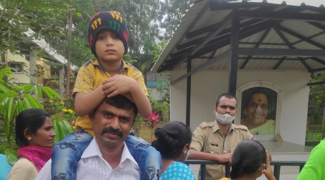 Shivakumar who along with his two sons had come to Kanteerava studio. (Express Photo)