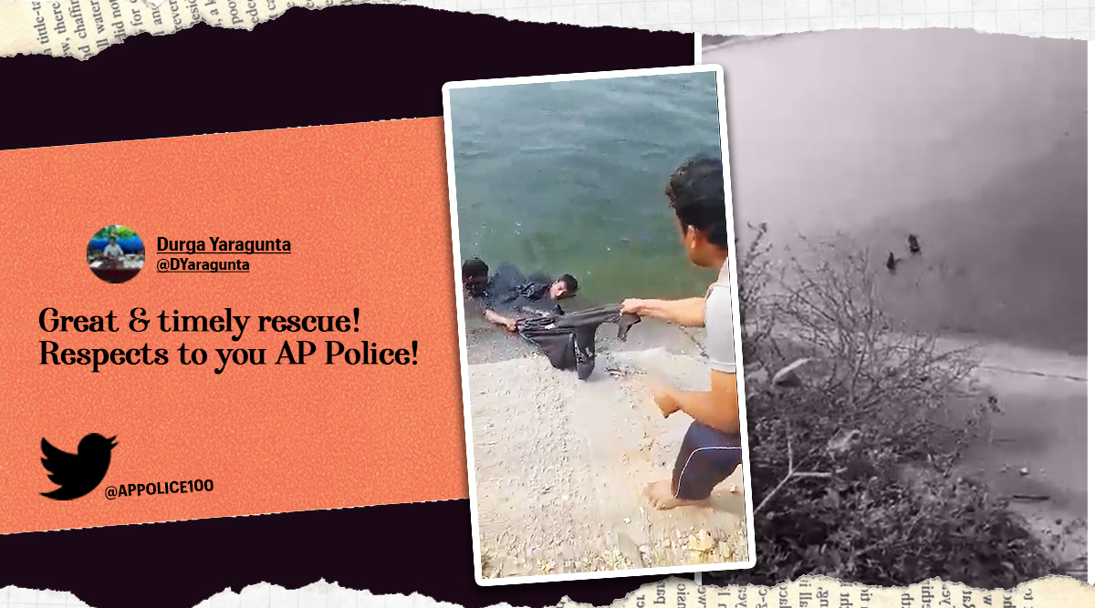 Andhra Pradesh police, youths, rescue, Nagarjuna Sagar, social media viral, indian express