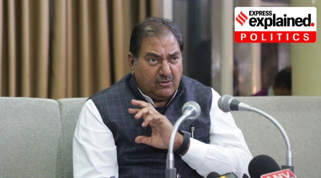 INLD leader Abhay Chautala addressing media persons. (Express file photo by Jasbir Malhi)