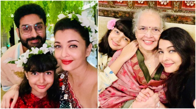 Aishwarya Rai Bachchan posted pictures with Abhishek Bachchan, Aaradhya Bachchan and Brindya Rai on her birthday. (Photos: AishwaryaRaiBachchan/Instagram_