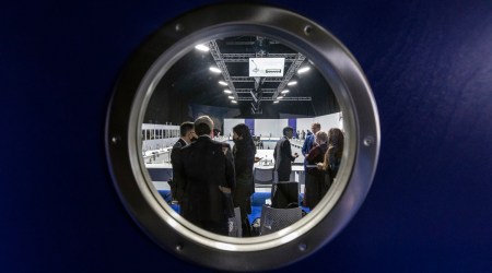 A meeting of the Coalition of Finance Ministers for Climate Action in Glasgow on Sept. 3, 2021, during the COP26 climate summit. (Kieran Dodds/The New York Times)