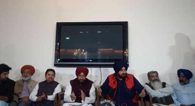 Chief Minister Charanjit Singh Channi with Navjot Singh Sidhu at a press conference. (Express Photo)