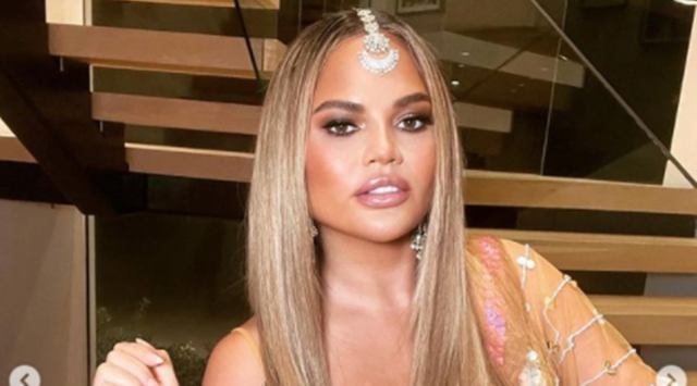 Chrissy Teigen, Chrissy Teigen news, Chrissy Teigen Squid Game party, Chrissy Teigen controversy, Karanvir Bohra and Teejay Sidhu, Squid Game theme party, indian express news