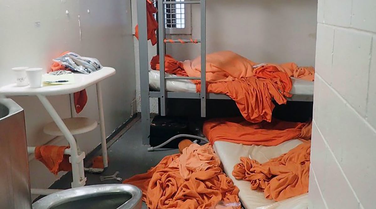 A photo obtained by The New York Times shows Jeffrey Epstein's cell at the Metropolitan Correctional Center in Manhattan after his suicide. (via The New York Times) 