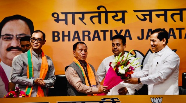 MLA RK Imo Singh and MLA Yamthong Haokip joins BJP | Twitter/@sambitswaraj