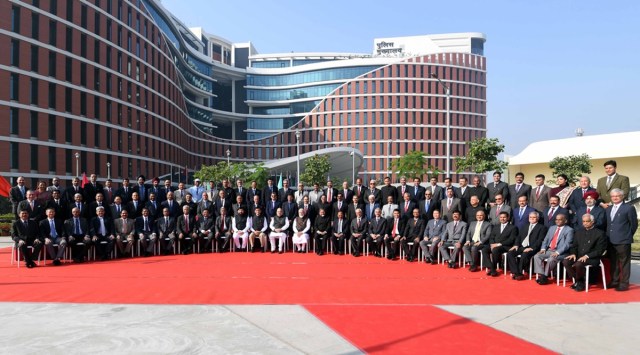 Prime Minister Narendra Modi attended the 56th DGsP/IGsP Conference at Lucknow on Sunday  (Twitter/@narendramodi)