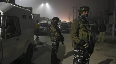 Security personnel stand guard during an encounter with militants in Jammu and Kashmir (PTI/File)