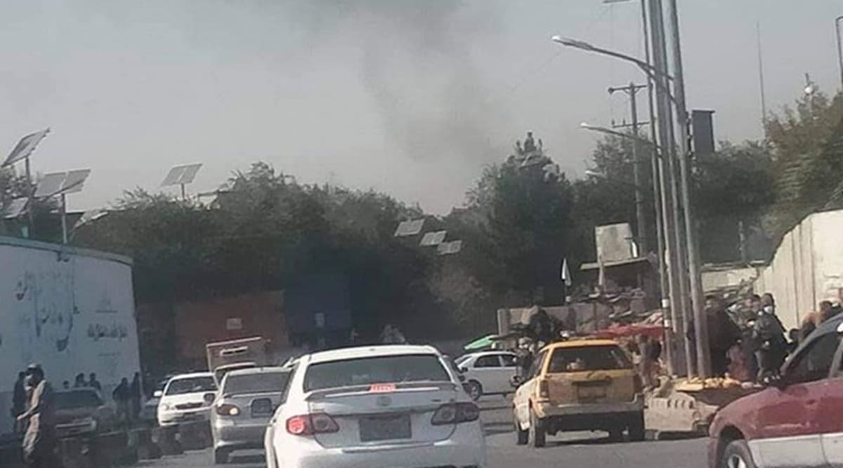 Photographs shared by residents showed a plume of smoke over the area of the blasts. (Twitter/ToloNews)