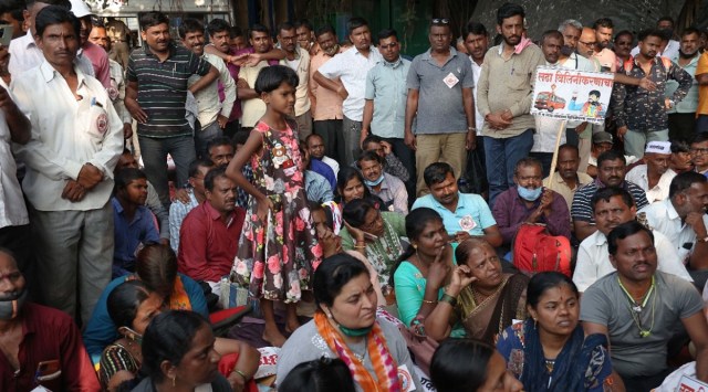 MSRTC employees are engaged in statewide protest against the State Government for their demands for almost two weeks. 
(Express Photo by Amit Chakravarty)