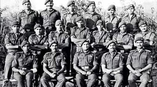 Lt Col OP Sabharwal and officers of 9 Para Commando in 1971