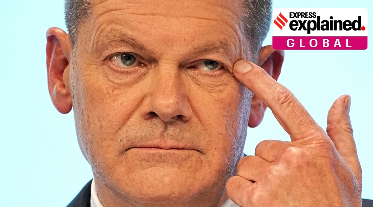 Olaf Scholz speaks at a joint news conference in Berlin, Germany, Wednesday, Nov. 24, 2021. (Michael Kappeler/dpa via AP)
