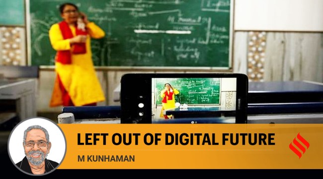 A teacher teaching students online in a Delhi school (Express Photo by Praveen Khanna/Representational)