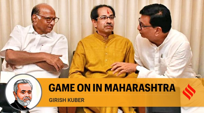 NCP chief Sharad Pawar, Shiv Sena Chief Uddhav Thackeray and Maharashtra Congress President Balasaheb Thorat at a meeting in Mumbai (File)