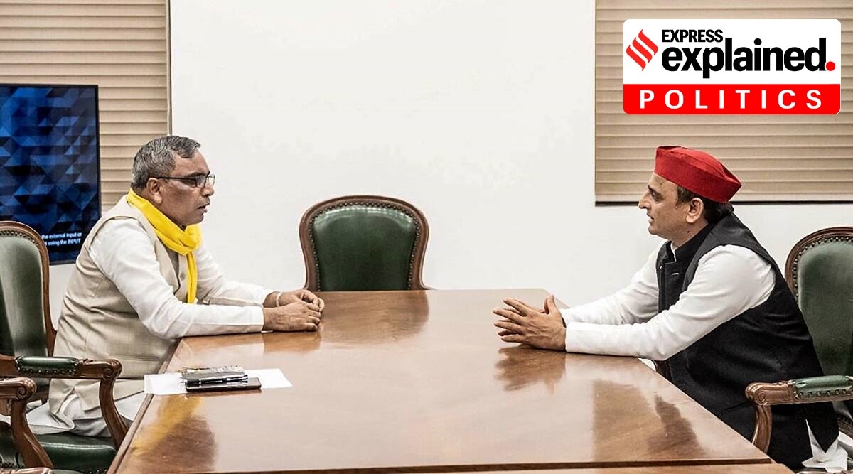 Samajwadi Party, SP SBSP alliance, Om Prakash Rajbar, Akhilesh Yadav, Akhilesh Rajbhar meeting, Uttar Pradesh elections, UP polls, Indian Express