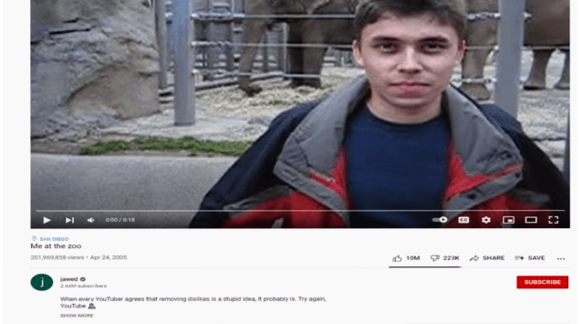  YouTube description for “Me at the zoo” has been updated several times. (Screenshot: YouTube)