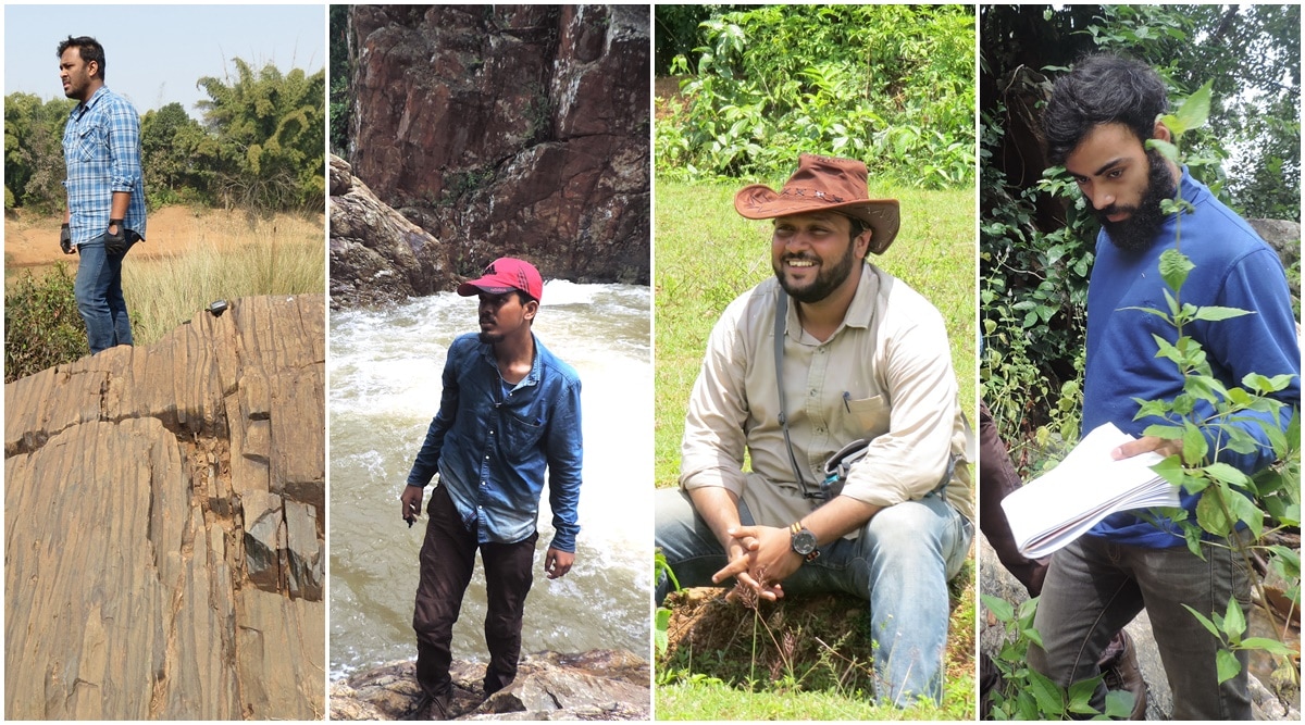 (From left) Priyadarshi Chowdhury, Subhajit Roy, Subham Mukherjee and Surjyendu Bhattacharjee during their research work in Jharkhand. (Photo: Special Arrangement)