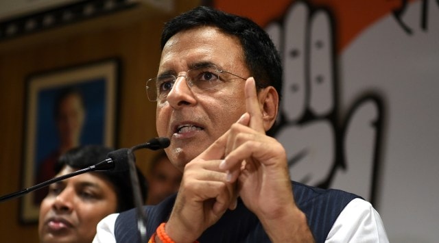 Congress leader Randeep Surjewala addressing a press conference. (Express file photo)