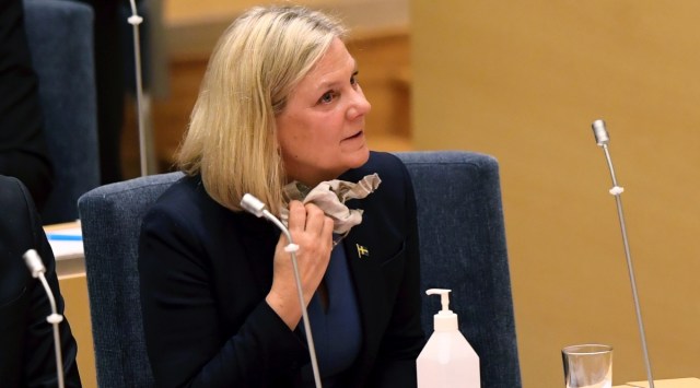Sweden's Prime Minister Magdalena Andersson (Erik Simander/TT News Agency via AP)