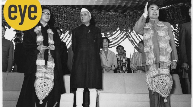 The Dalai Lama, Jawaharlal Nehru and Zhou Enlai in 1956 in India (Source: Homai Vyarawalla;  Wikimedia Commons)