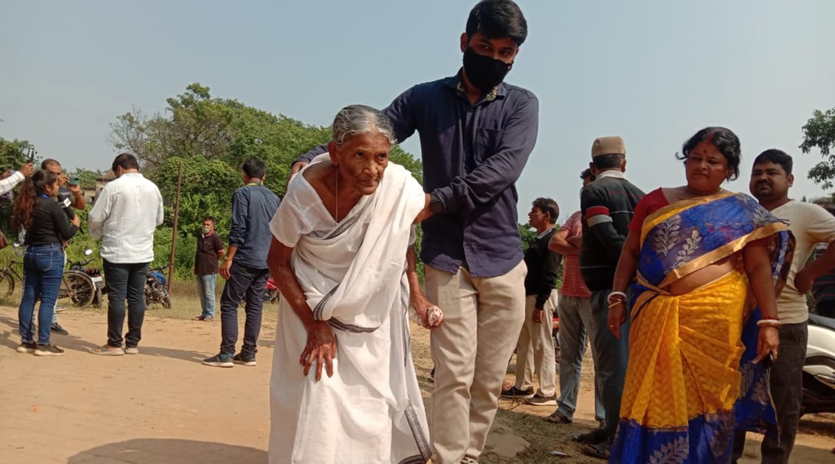 Voting outside a polling station in Agartala (Express photo)