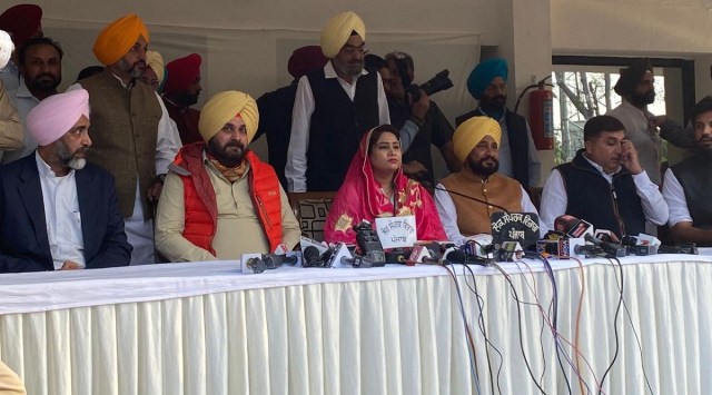 Both Channi and Sidhu addressed the press conference at 4 pm to induct Rupinder Kaur Ruby into the party fold.