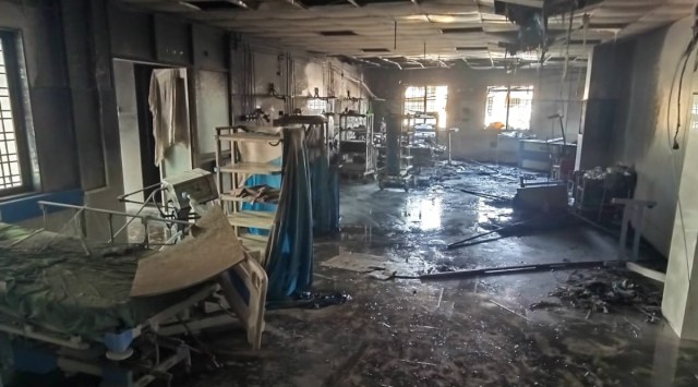 The ward of Ahmednagar District Hospital where fire broke out in November last year. (Express photo by Anil Shah)