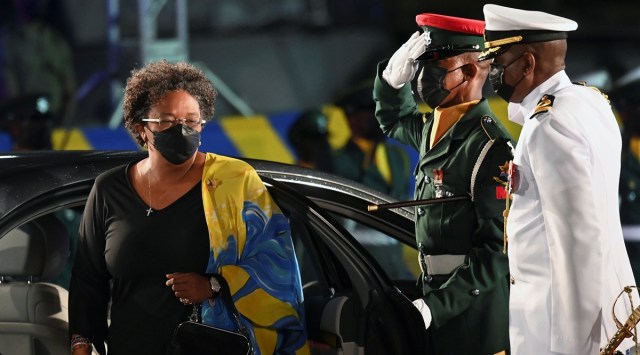 Barbados Prime Minister Mia Mottley arrives to attend the Presidential Inauguration Ceremony to mark the birth of a new republic in Barbados. (Reuters)