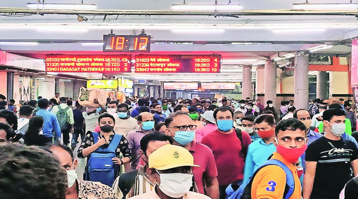 People throng the Sealdah station in Kolkata on Monday as Eastern Railway started regular services.( Photo: Partha Paul  )