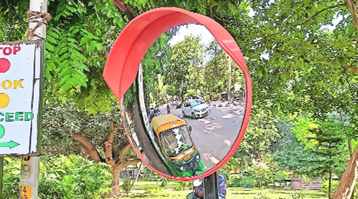  A recently installed convex mirror in Chandigarh. Photo: Jaipal Singh