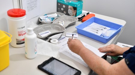 At least 150 samples of villagers from Mukerian’s Palahar village were collected in the wake of 32 students and one teacher of Government Senior Secondary School in the village testing positive for Covid-19 nearly two weeks back. (Representational image via Reuters)
