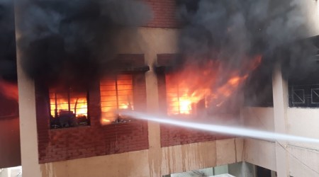 "Four fire tenders were rushed to the spot and the fire was doused within 45 minutes," said an official at the Gandhinagar Fire Station in Sector-17