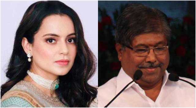 Kangana Ranaut (left); Chandrakant Patil (File Photos)