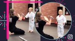 little girl's surprised reaction after breaking a board during her martial arts, martial arts board viral video, girl surprised reaction, indian express, indian express news
