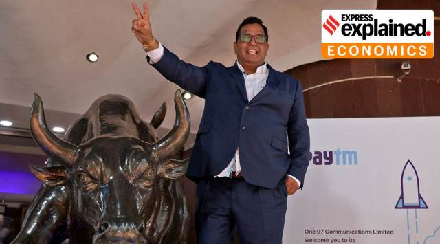 Paytm founder and CEO Vijay Shekhar Sharma  at the IPO launch at BSE. (Reuters)