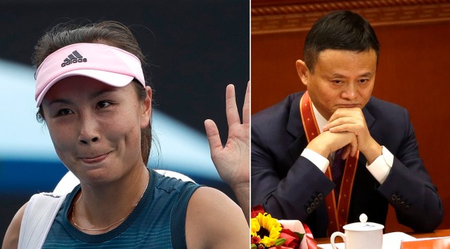 File photos of Peng Shuai and Jack Ma. (AP)