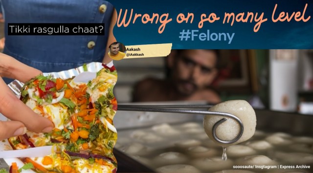 rasgulla chat, rasogulla chat, tikki rasgulla chat, weird food, bizarre food combination, odd food videos, viral videos, indian express