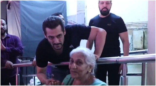 Salman Khan poses for a photograph with an elderly lady. (Photo: Varinder Chawla/Instagram)