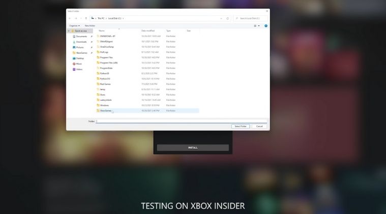 Xbox update Installation Directory