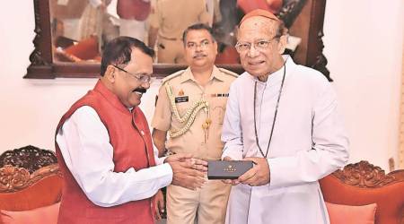 Cardinal Oswald Gracias, one of the seven special advisers to Pope Francis, at Raj Bhavan. (Express)
