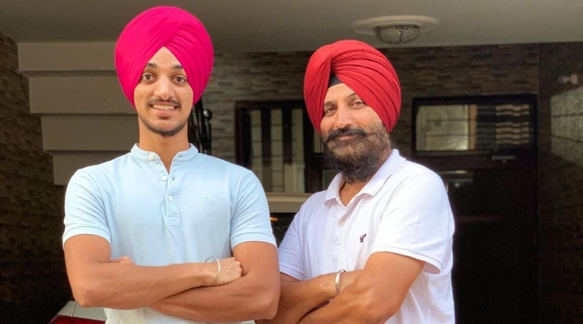 Arshdeep with father Darshan Singh (Express Photo)