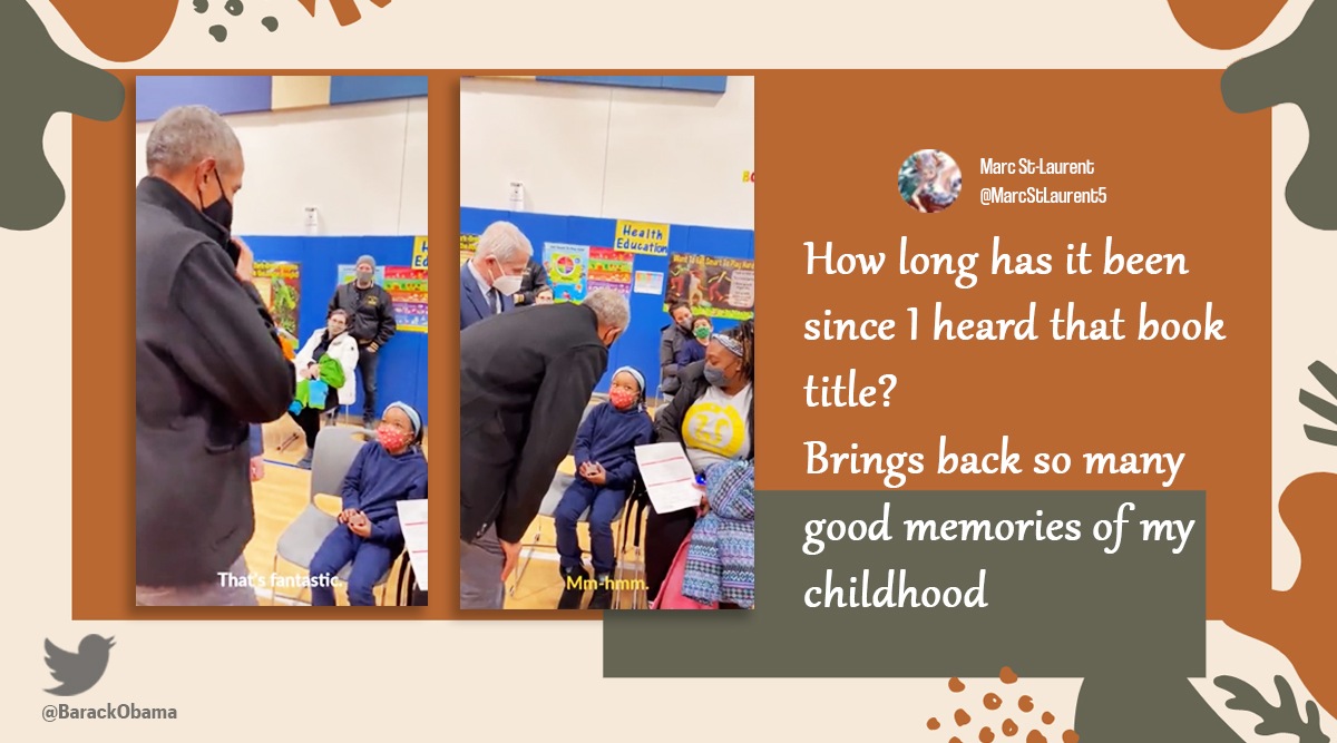 Barack Obama, kids vaccination, Green Eggs and Ham, little girl, Pfizer, social media viral, indian expressBarack Obama, kids vaccination, Green Eggs and Ham, little girl, Pfizer, social media viral, indian express