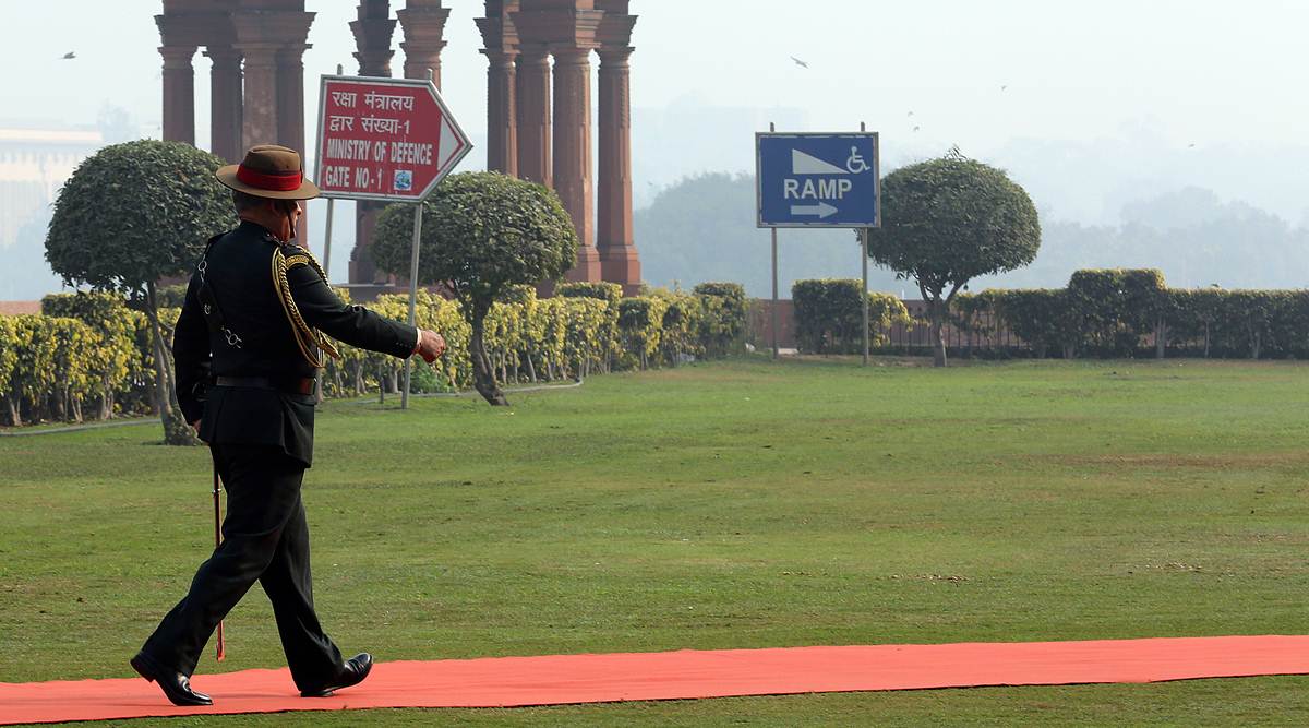 General Bipin Rawat at South Block on January 1, 2017, after becoming the Army Chief. (Express photo by Prem Nath Pandey/File)